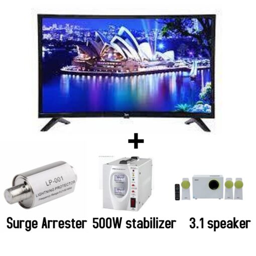 ROCH LED TV 32 + 500W Stabilizer+ surge arrester + 3.1 speaker