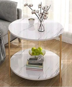 Coffee table with stone top and metal structure