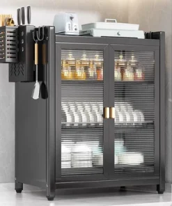 2-Layer Black Kitchen Cabinet