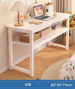 Minimalist White Desk with Shelves | 80x40cm Home Office Table