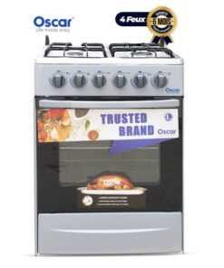 Oscar 4-Burner Gas Cooker - OSC-C60S - Automatic Oven with Grill - 60 cm - Silver - 6-Month Warranty