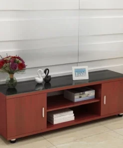 RECTANGULAR GLASS TV UNIT WITH DOOR