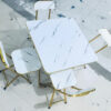 Elegant Gold & Marble Finish Space-Saving Dining Suite
