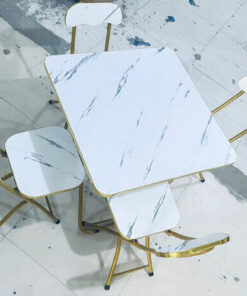 Elegant Gold & Marble Finish Space-Saving Dining Suite