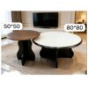Set of 2 Round Coffee Tables - Modern Style - Beige, Brown and Black